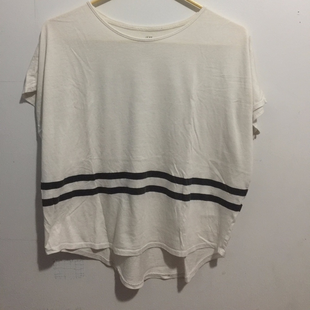 [H&M] Basic White and Black Stripes Tee